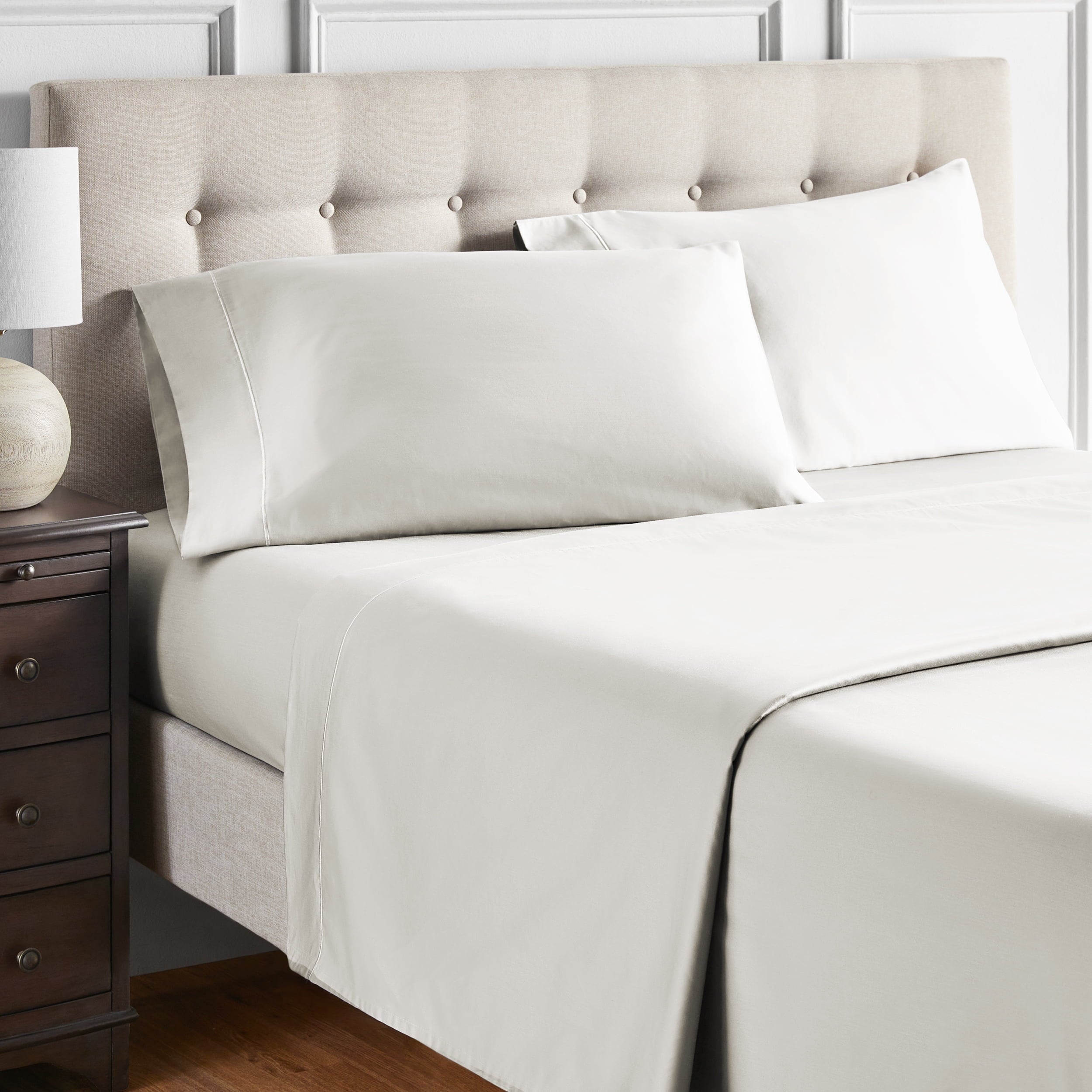 4-Piece 600 Thread Count White Egyptian Cotton Adult Bed Sheet Set, King - Deep Pocket - Image 3
